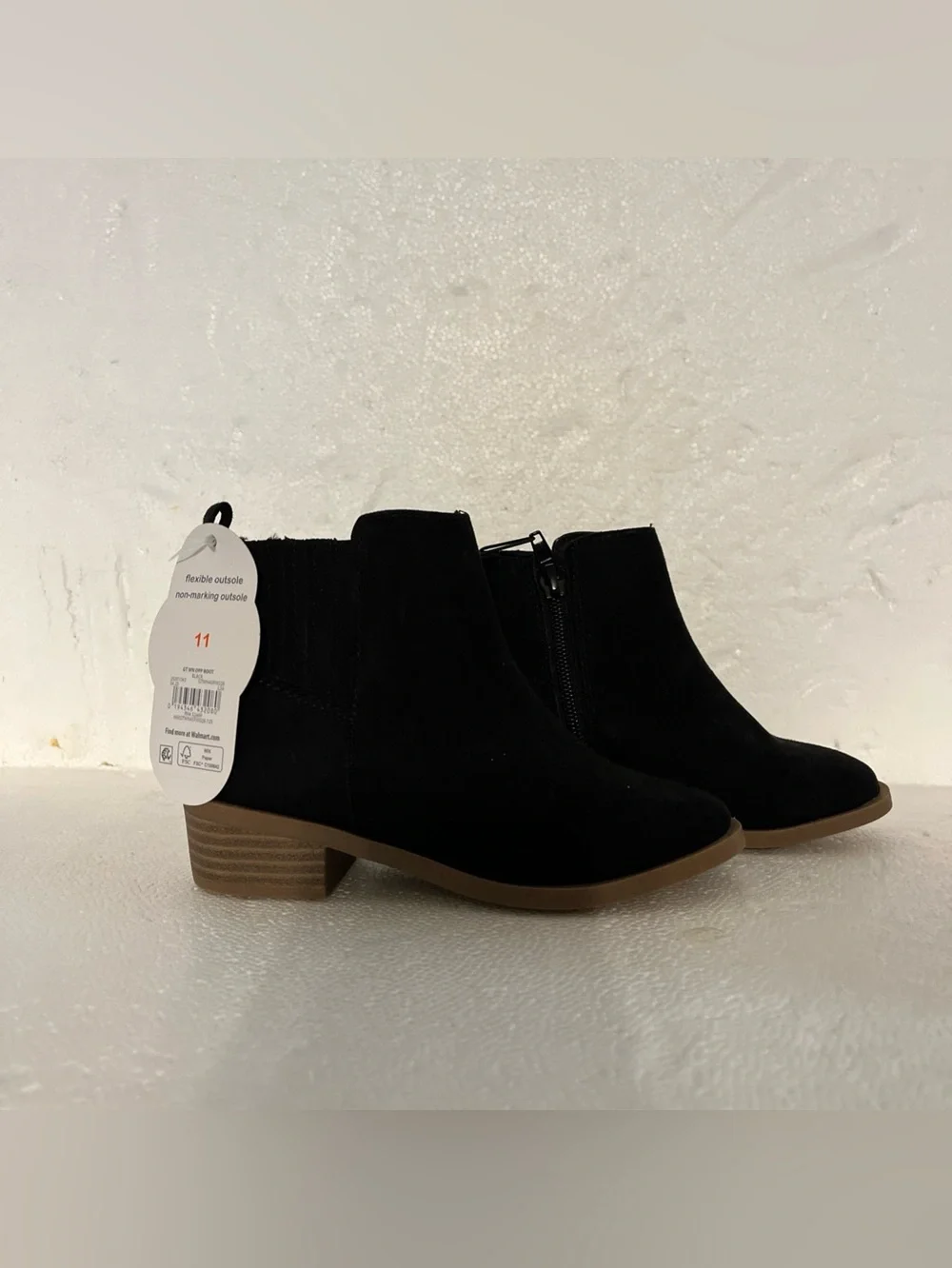 Wonder Nation Toddler SIZE 11 Girls Suede Fashion Ankle Boots, color Black NEW